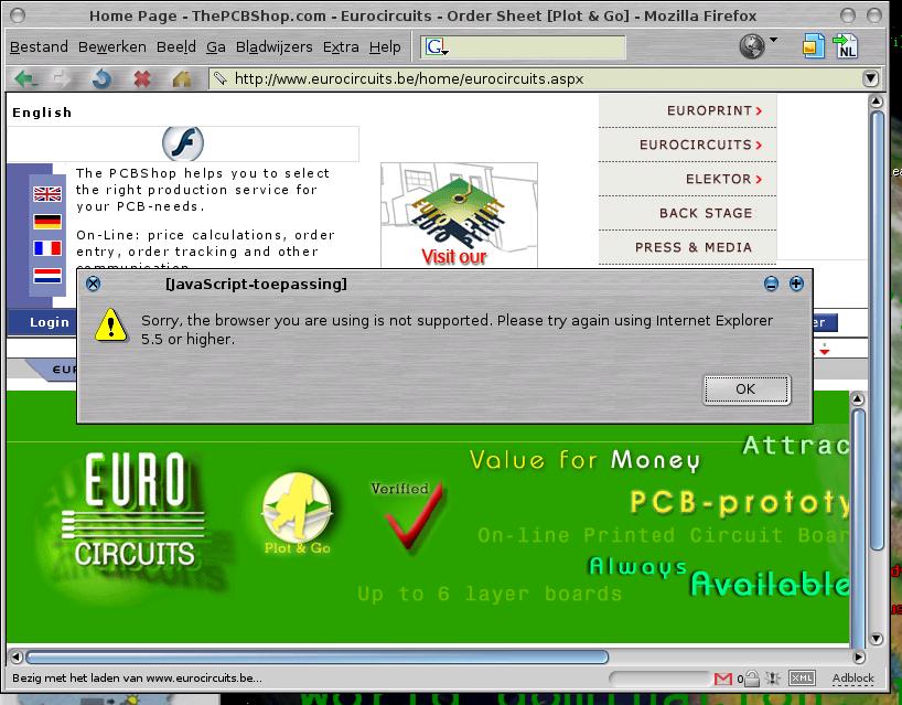 www.eurocircuits.be firefox melding enkel IE